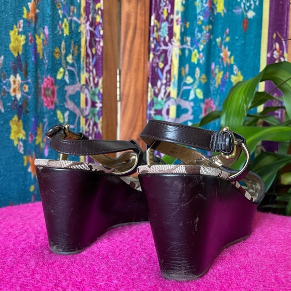 Coach Mollie Brown Leather Wedge Slingback Sandal - Size 6 - Picture 7 of 14